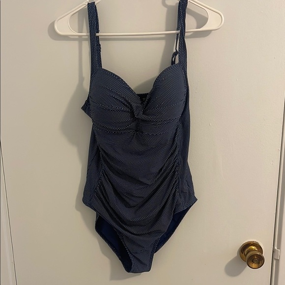 niptuck Other - Nip Tuck Blue One Piece Swimsuit with Sweetheart Neckline and Ruching